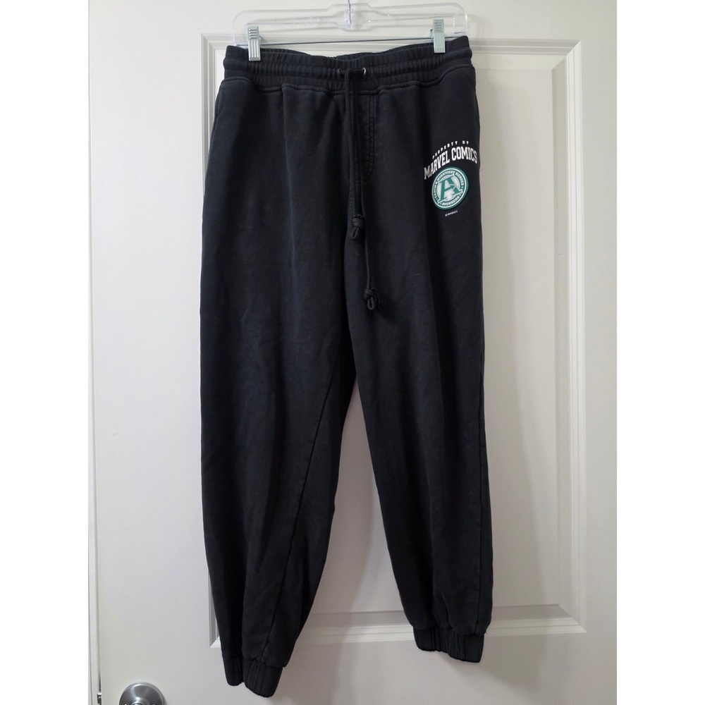 Marvel Comics Avengers BCO Black Sweatpants Mens Size 32 Joggers Graphic Patch